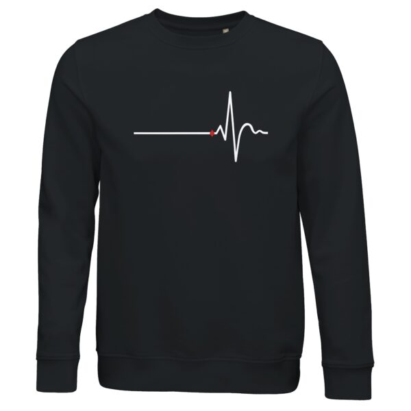 Awake and Asleep sweatshirt by Casual Clash in black with horizontal line, sharp peak, and a red diamond