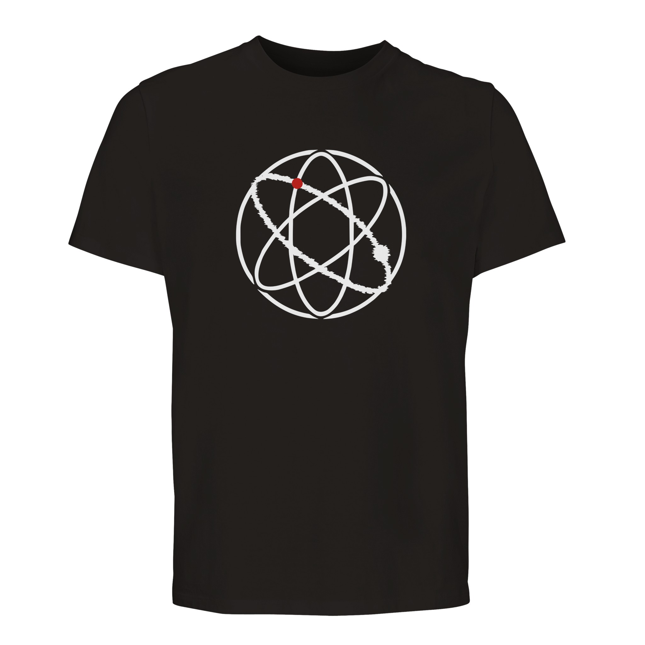 Ego and Awareness essential T-shirt by Casual Clash in deep black with white ovals and a red circle