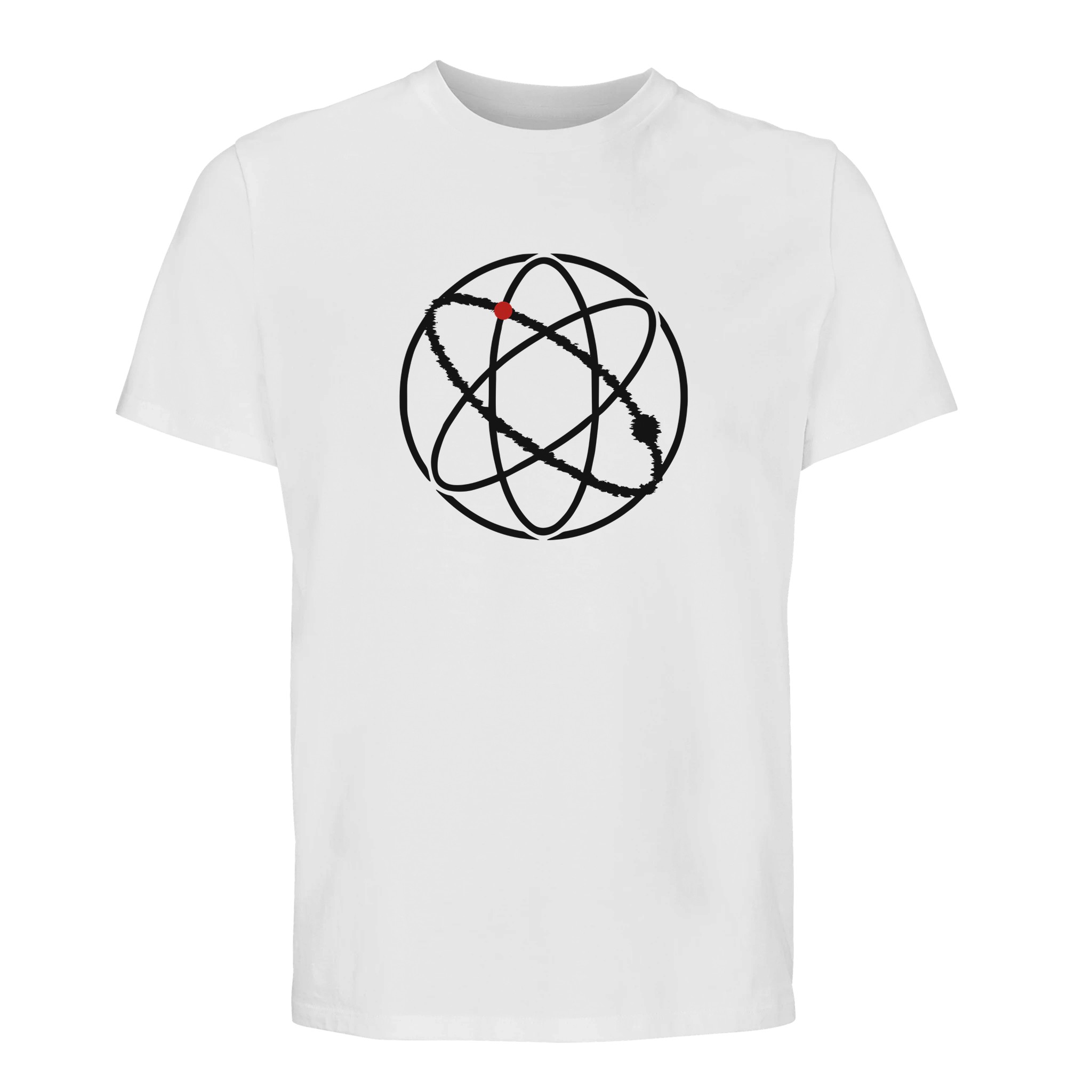 Ego and Awareness essential T-shirt by Casual Clash in white with black ovals and a red circle