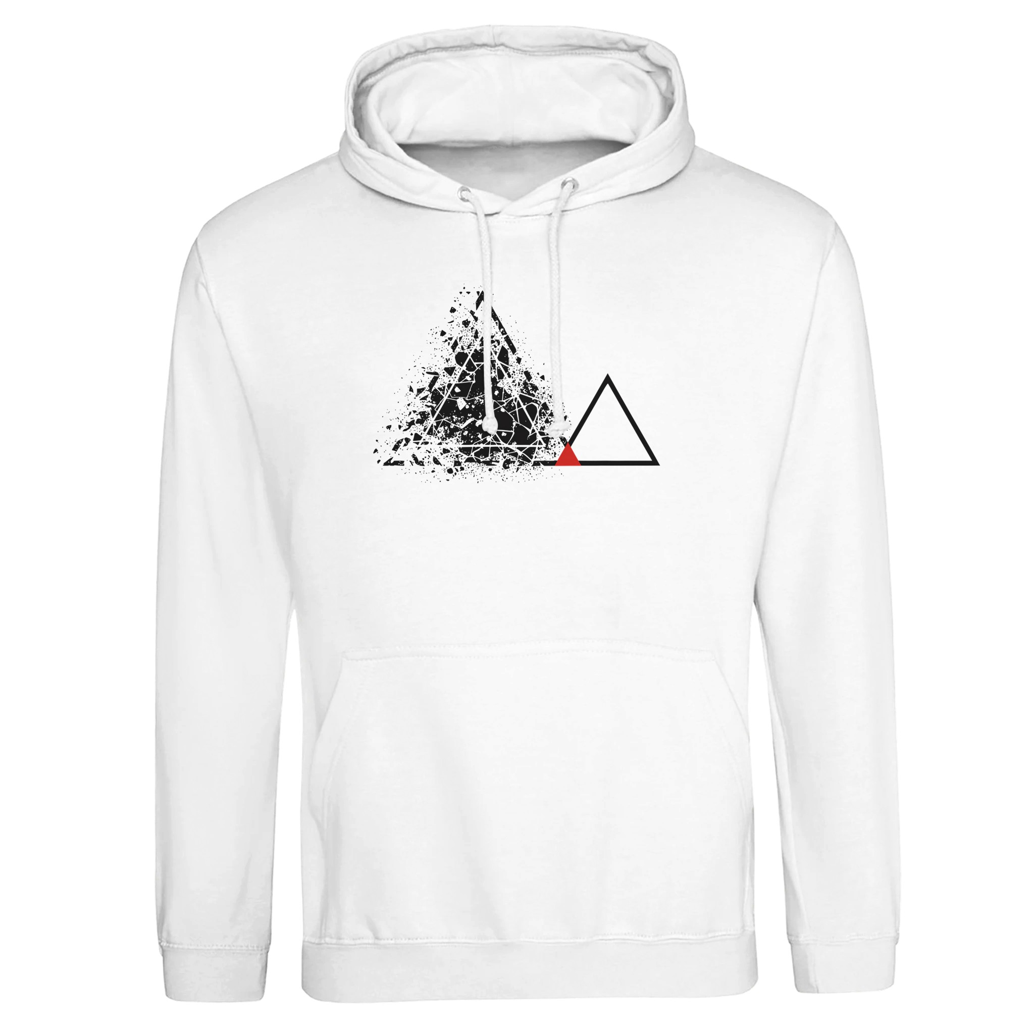 Fear and Courage pullover hoodie by Casual Clash in arctic white with fractured and clean triangles
