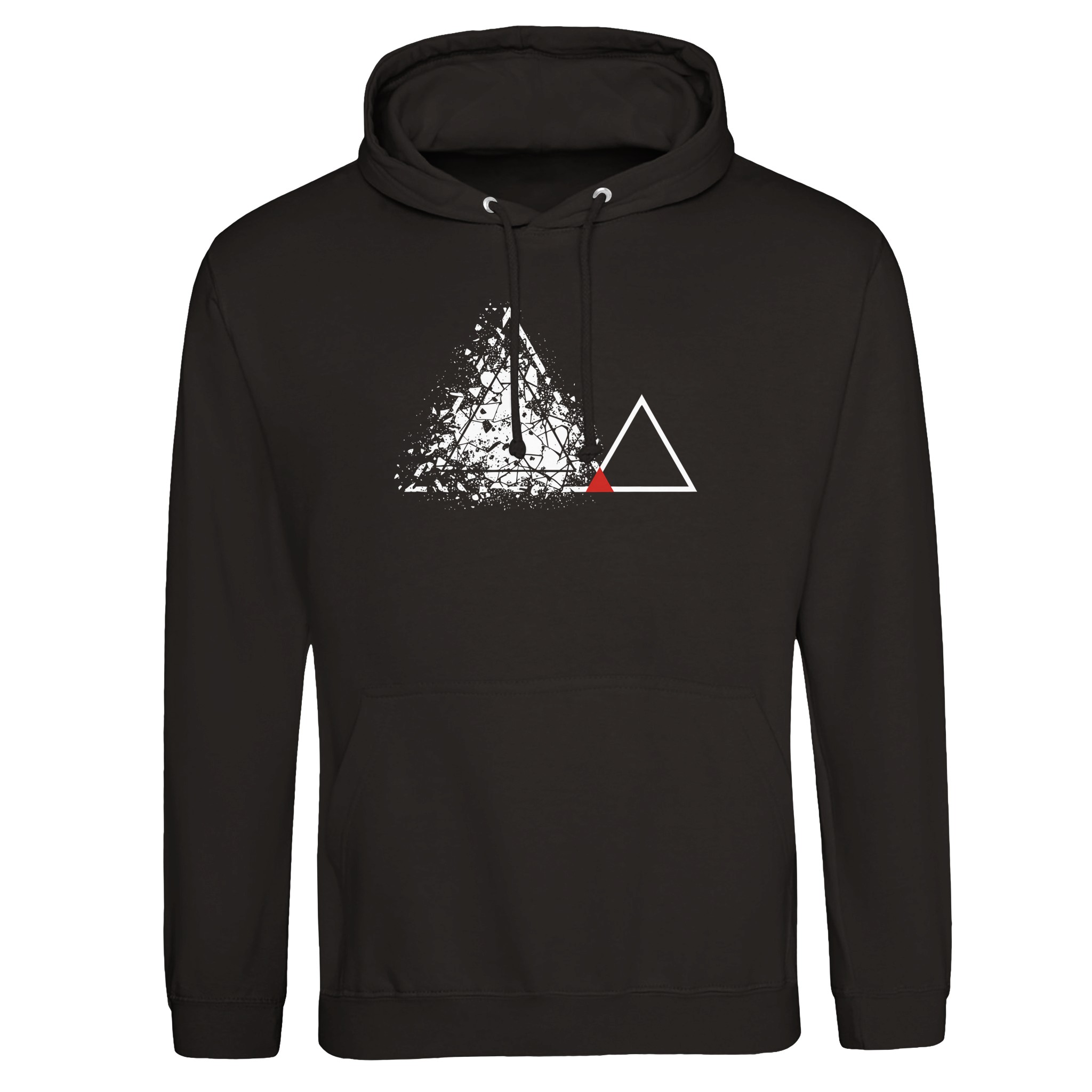 Fear and Courage pullover hoodie by Casual Clash in deep black with fractured and clean triangles