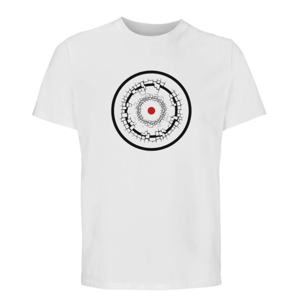 Old Self and New Self essential T-shirt by Casual Clash in white with fractured and clean rings and a red circle