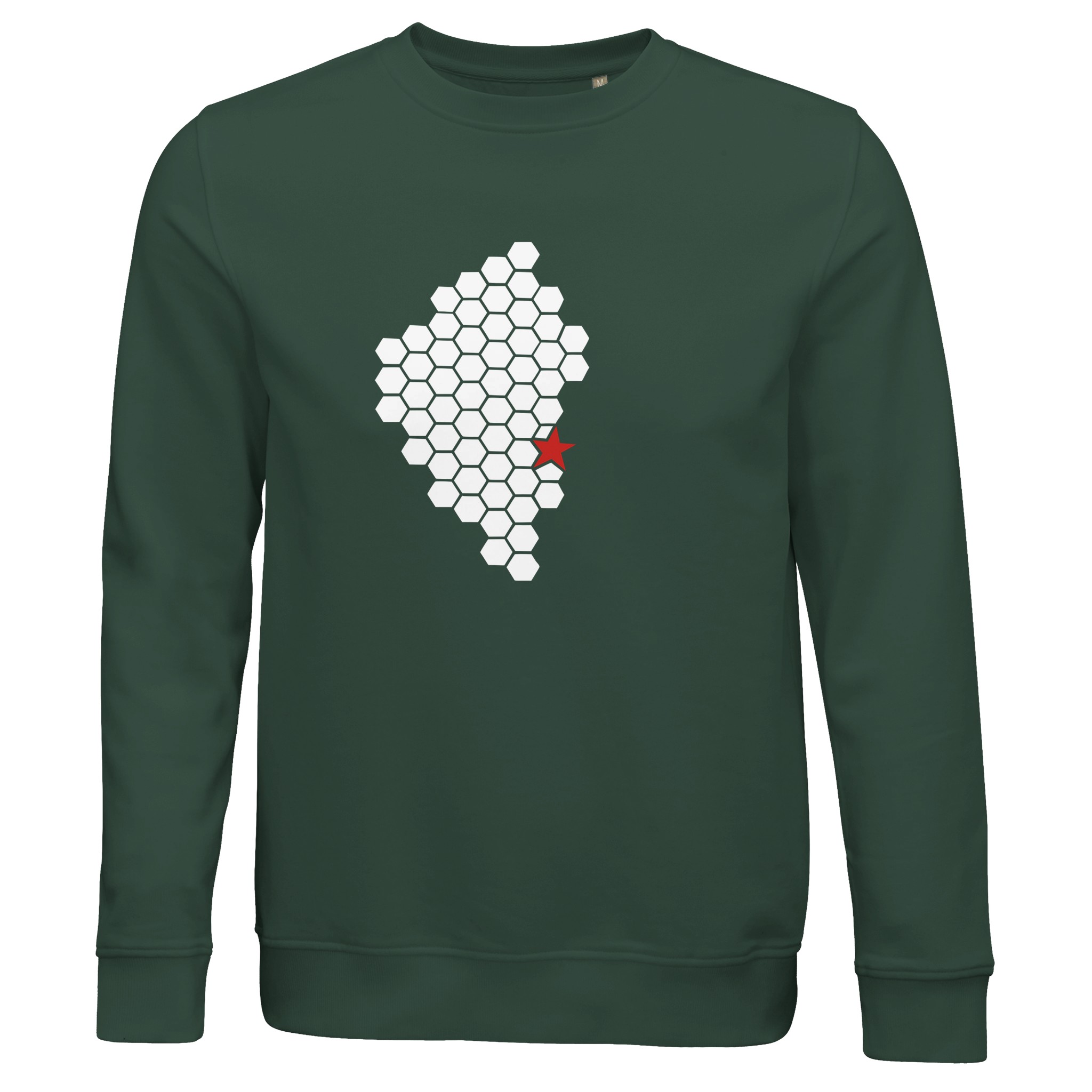 Activity // Rest – Sweatshirt | Casual Clash Activity and Rest sweatshirt by Casual Clash in bottle green featuring white hexagonal pattern and red star