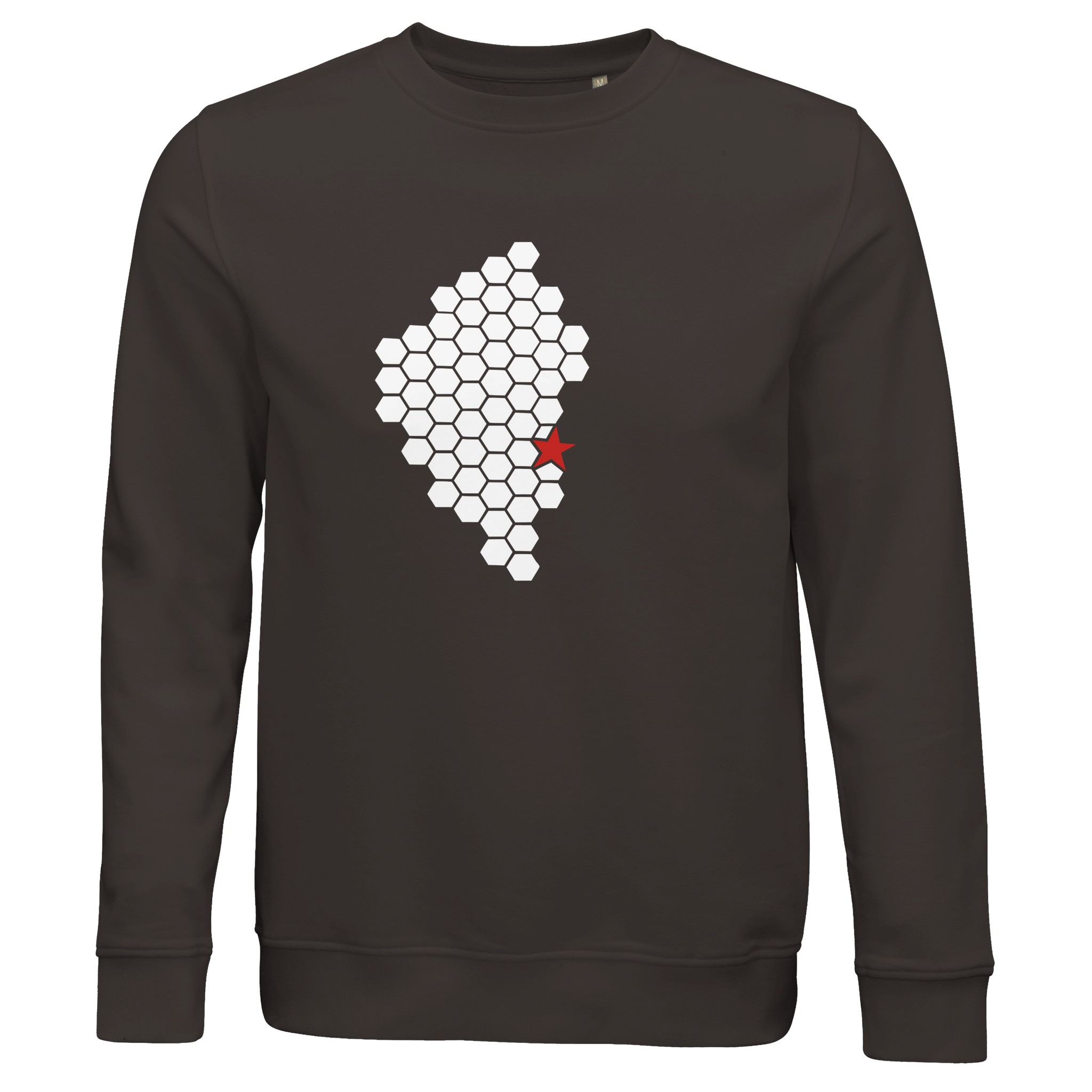 Activity // Rest – Sweatshirt | Casual Clash Activity and Rest sweatshirt by Casual Clash in deep charcoal grey featuring white hexagonal pattern and red star