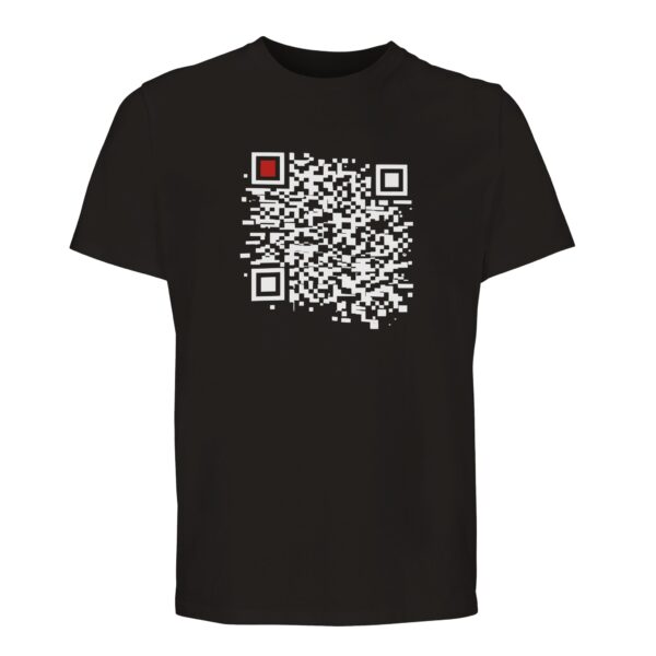 Order and Chaos essential T-shirt by Casual Clash in deep black with white segmented grid and red square