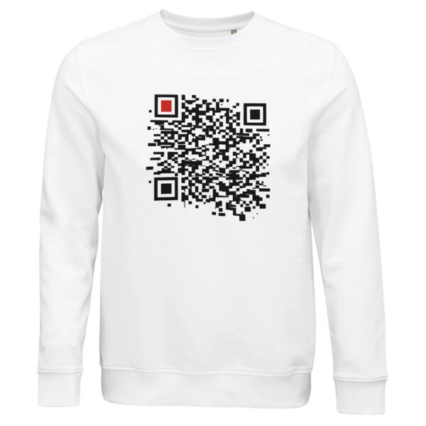 Order and Chaos sweatshirt by Casual Clash in white with black segmented grid and red square