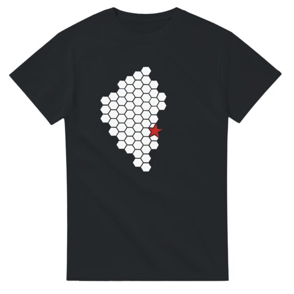 Activity and Rest essential T-shirt by Casual Clash in black featuring a white hexagonal pattern and a red star