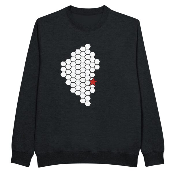 Activity and Rest sweatshirt by Casual Clash in black featuring a hexagonal pattern and a red star