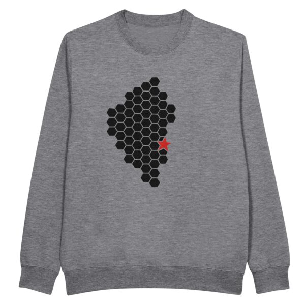 Activity and Rest sweatshirt by Casual Clash in heather grey featuring a hexagonal pattern and a red star