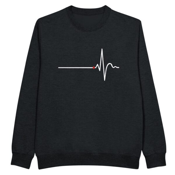 Awake and Asleep sweatshirt by Casual Clash in black featuring a horizontal line, a sharp peak, and a red diamond