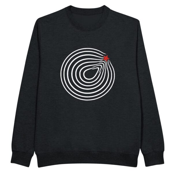 Comfort and Growth sweatshirt by Casual Clash in black featuring circular lines and a red star