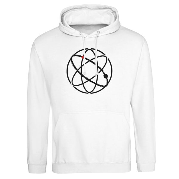Ego and Awareness pullover hoodie by Casual Clash in arctic white featuring three ovals and a red circle