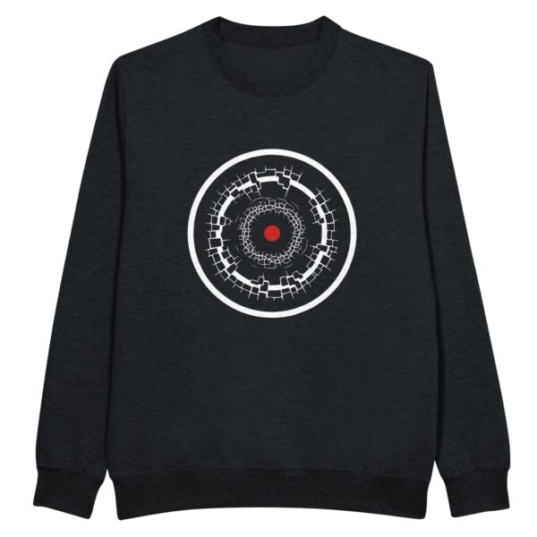 Old Self and New Self sweatshirt by Casual Clash in black featuring fractured and clean rings and a red circle
