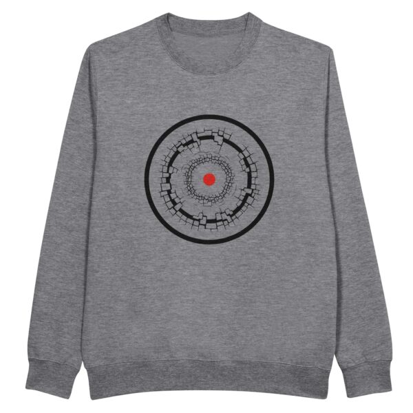Old Self and New Self sweatshirt by Casual Clash in heather grey featuring fractured and clean rings and a red circle