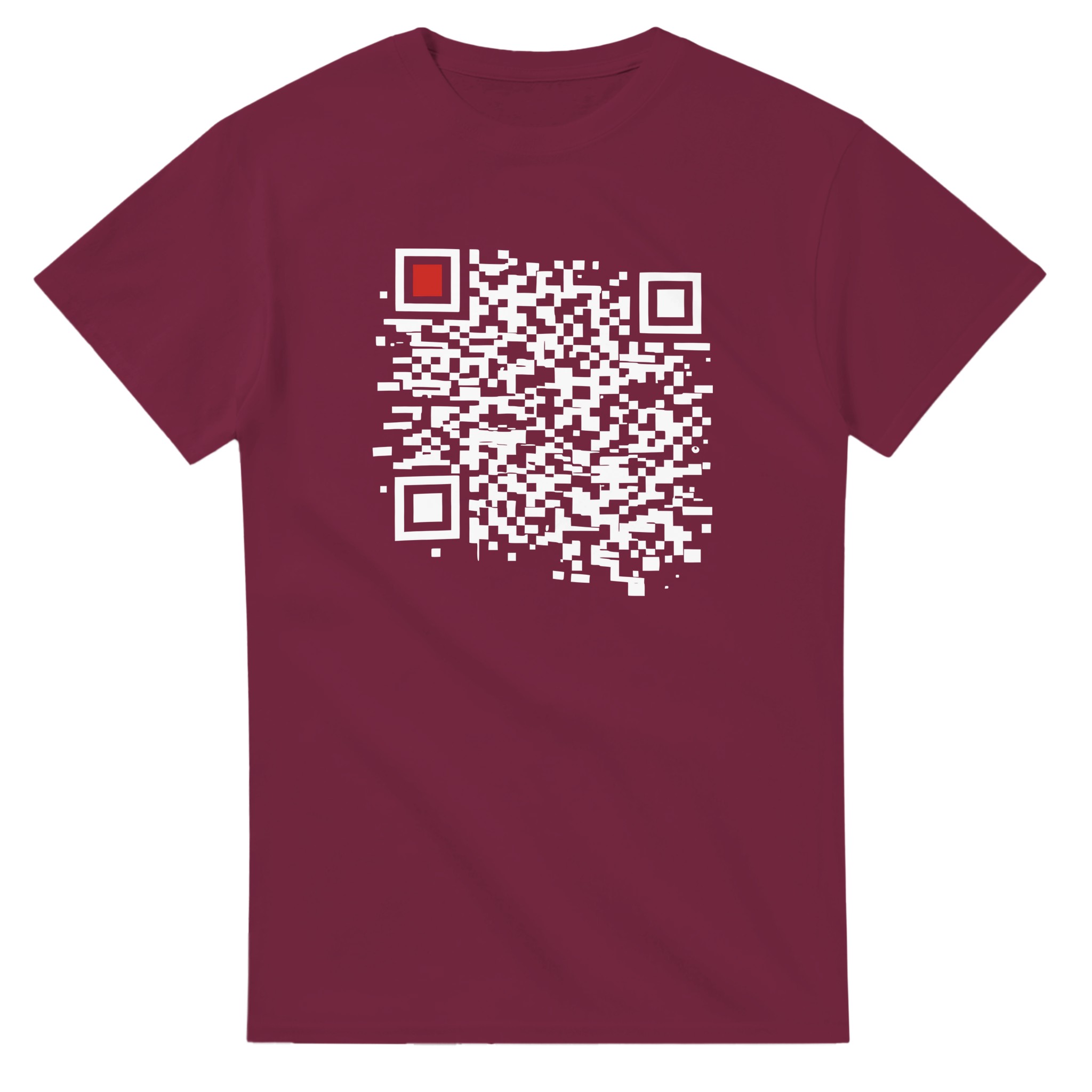 Order // Chaos – Essential T-shirt | Casual Clash Order and Chaos essential T-shirt by Casual Clash in maroon featuring a segmented grid and a red square