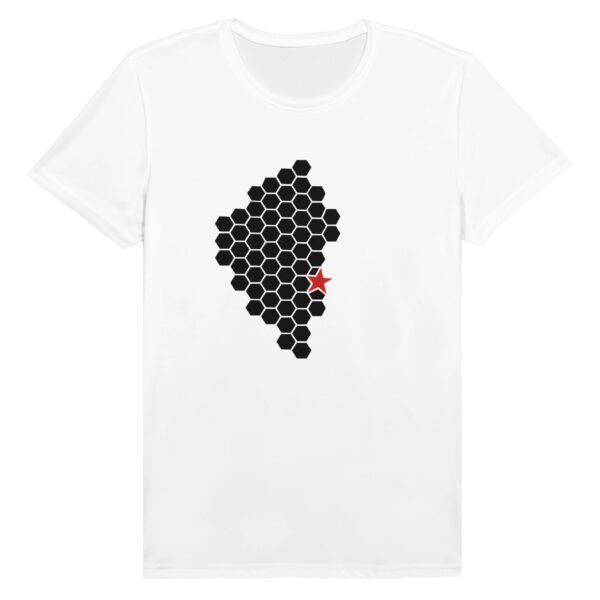 Activity and Rest motion T-shirt by Casual Clash in white featuring a hexagonal pattern and a red star