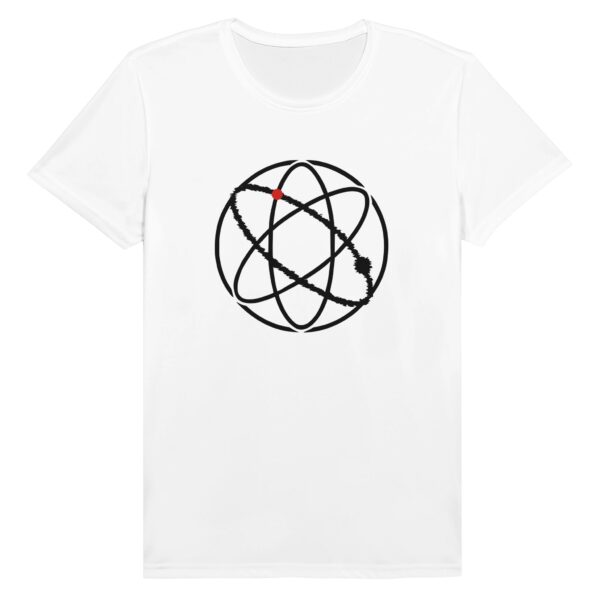 Ego and Awareness motion T-shirt by Casual Clash in white featuring three ovals and a red circle