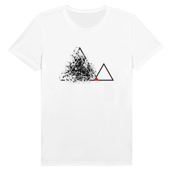 Fear and Courage motion T-shirt by Casual Clash in white featuring fractured and clean triangles