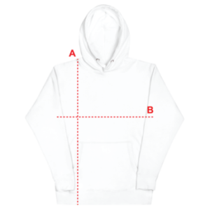 White hoodie with measurement lines