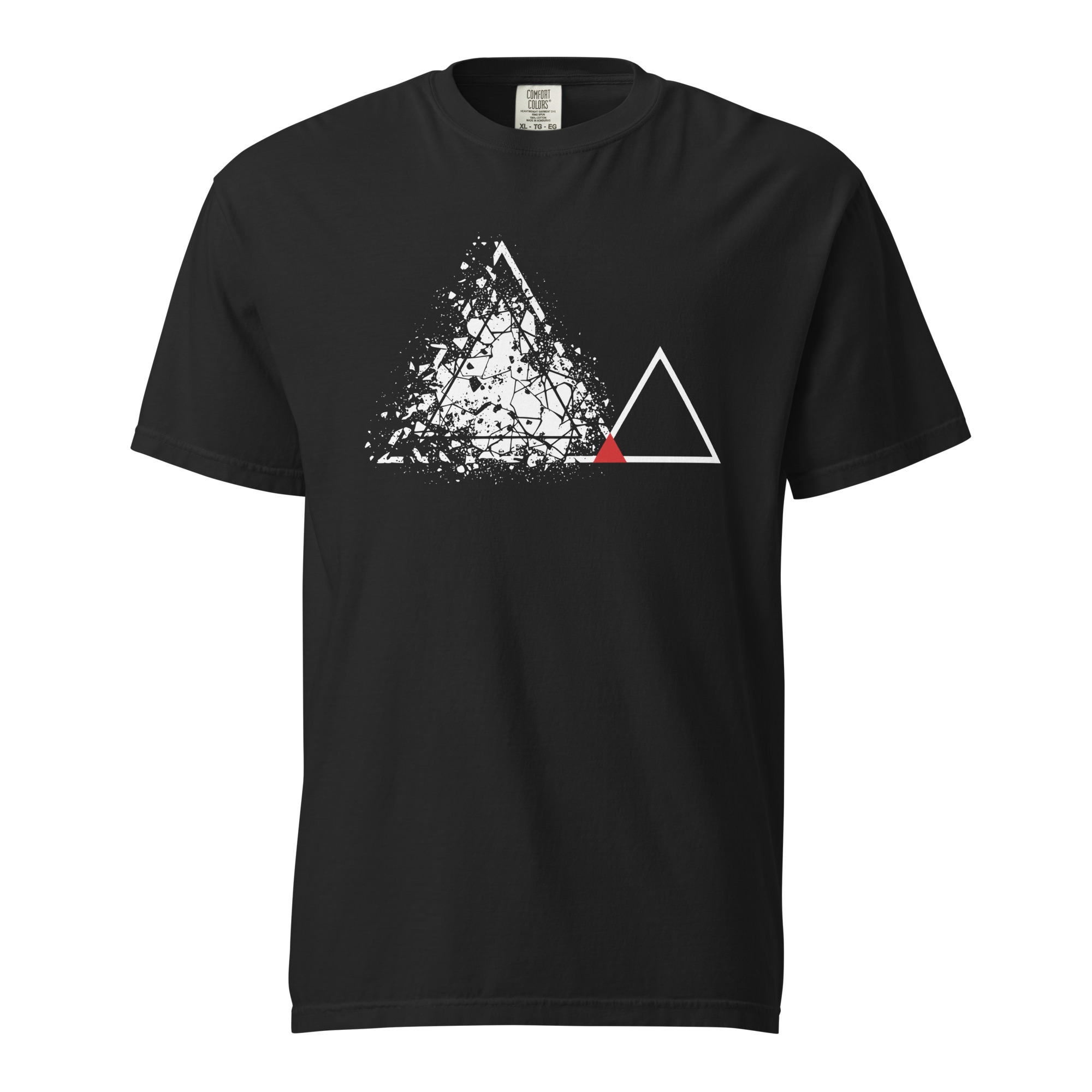 Fear and Courage heavyweight T-shirt by Casual Clash in black featuring fractured and clean triangles