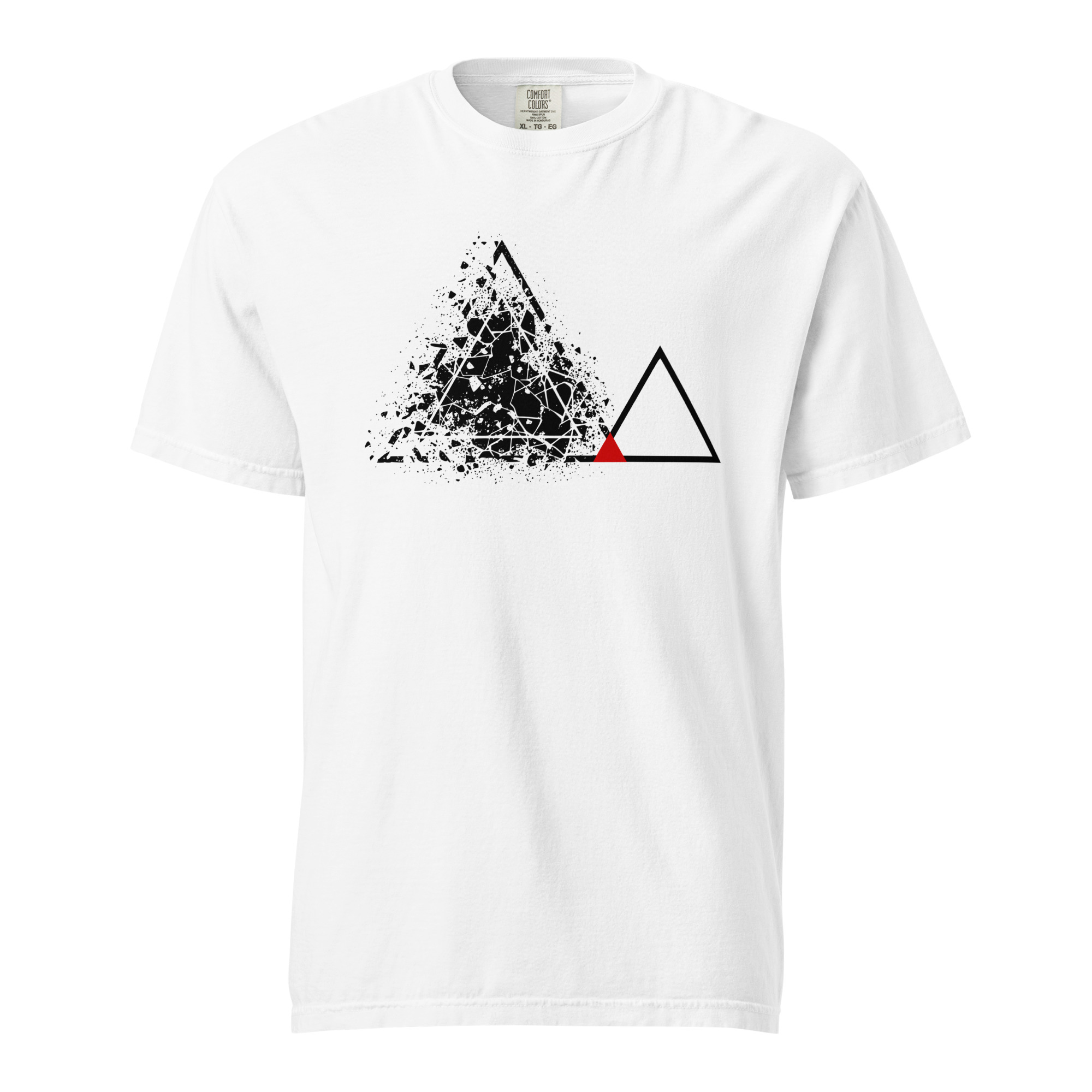 Fear and Courage heavyweight T-shirt by Casual Clash in white featuring fractured and clean triangles