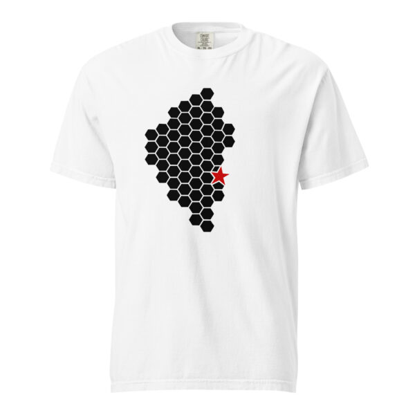 Activity and Rest heavyweight T-shirt by Casual Clash in white featuring a hexagonal pattern and a red star