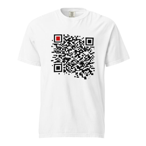 Order and Chaos heavyweight T-shirt by Casual Clash in white featuring a segmented grid and a red square