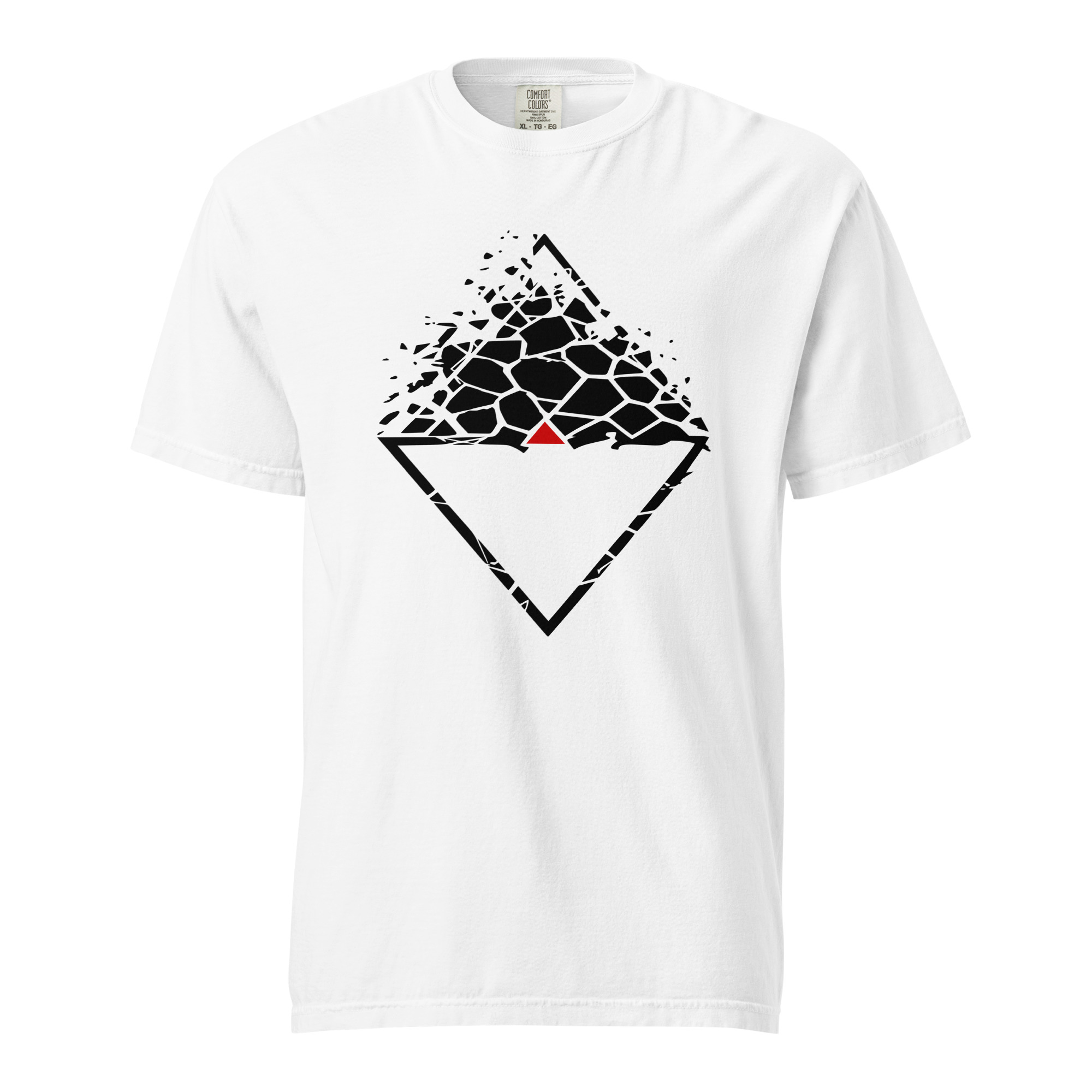 Fear and Courage heavyweight T-shirt by Casual Clash in white featuring fractured and clean triangles