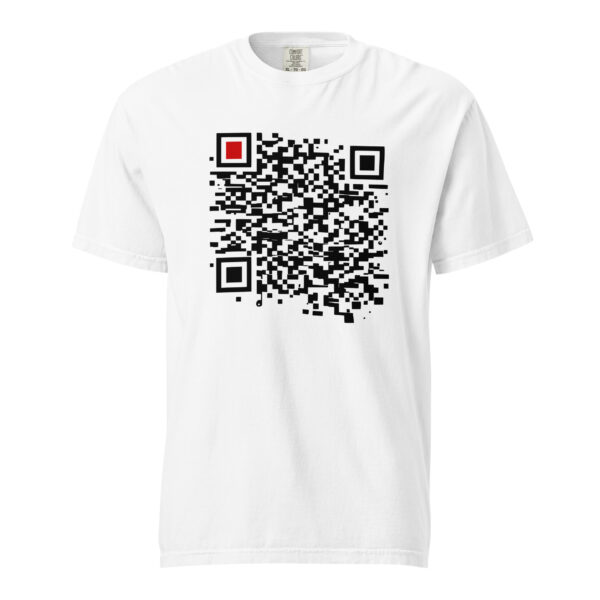 Order and Chaos heavyweight T-shirt by Casual Clash in white featuring a segmented grid and a red square