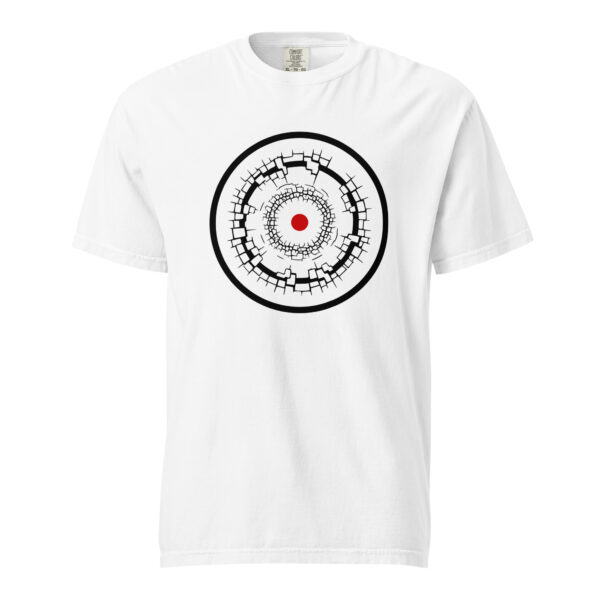 Identity and Change heavyweight T-shirt by Casual Clash in white featuring layered rings and a red circle