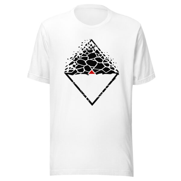 Fear and Courage lightweight T-shirt by Casual Clash in white featuring fragmented and inverted triangles with a red triangle