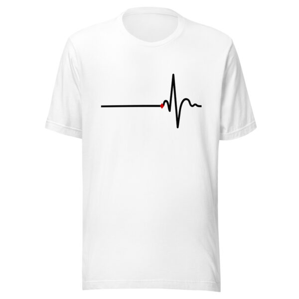 Awake and Asleep lightweight T-shirt by Casual Clash in white featuring a horizontal line, a peak, and a red diamond