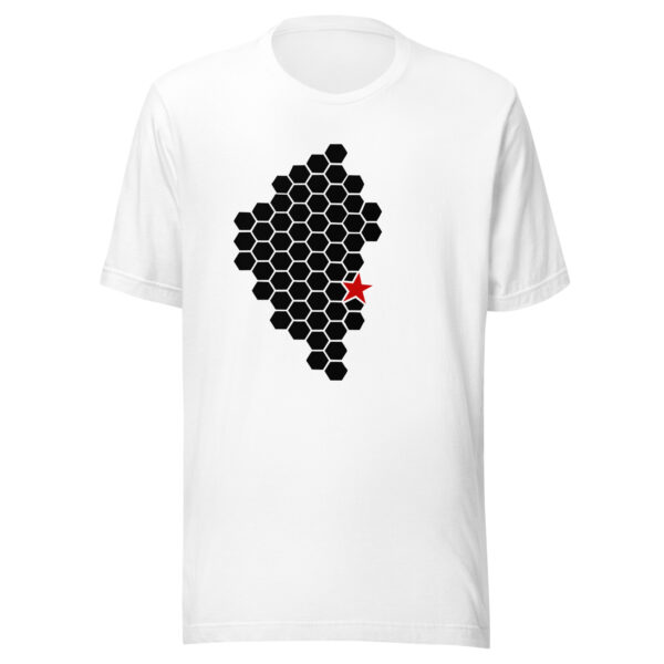 Activity and Rest lightweight T-shirt by Casual Clash in white featuring a hexagonal pattern and a red star