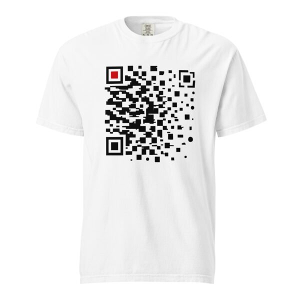 Order and Chaos heavyweight T-shirt by Casual Clash in white featuring a segmented grid and a red square